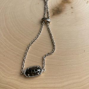 Kendra Scott Elaina silver with pewter filigree center adjustable bracelet GUC